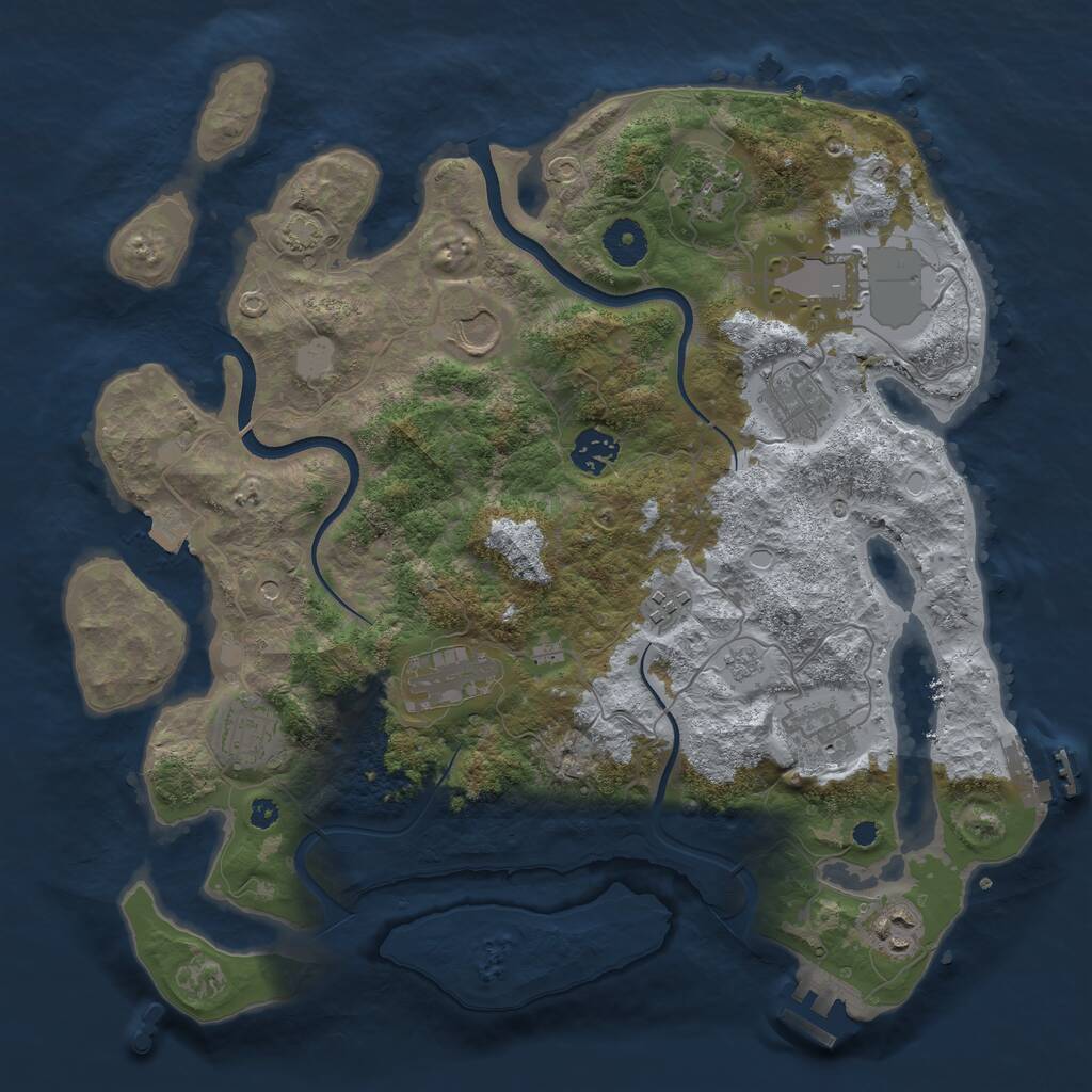 Rust Map: Procedural Map, Size: 3650, Seed: 90019880, 16 Monuments
