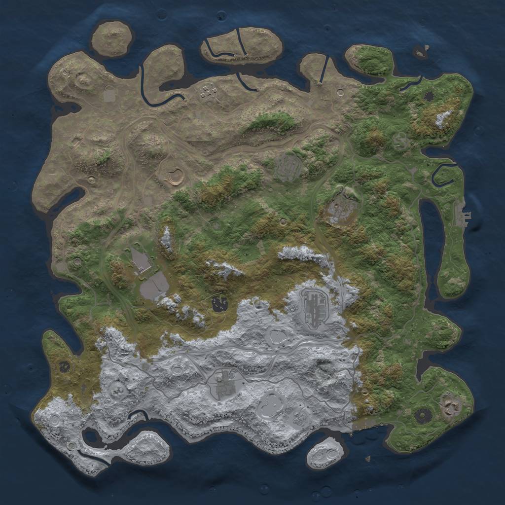 Rust Map: Procedural Map, Size: 4500, Seed: 343558231, 16 Monuments