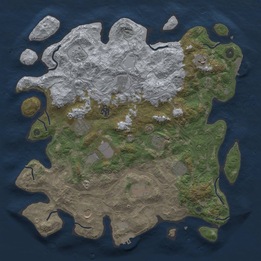 Rust Map: Procedural Map, Size: 4250, Seed: 1566322949, 18 Monuments