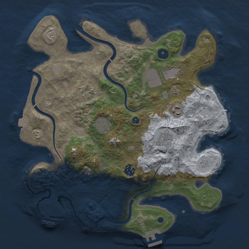 Rust Map: Procedural Map, Size: 3500, Seed: 1866686669, 13 Monuments
