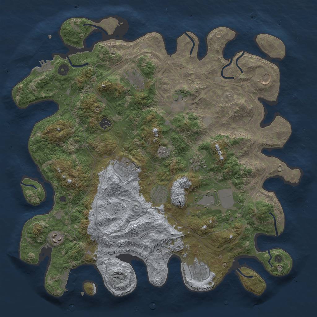 Rust Map: Procedural Map, Size: 4250, Seed: 777495025, 18 Monuments