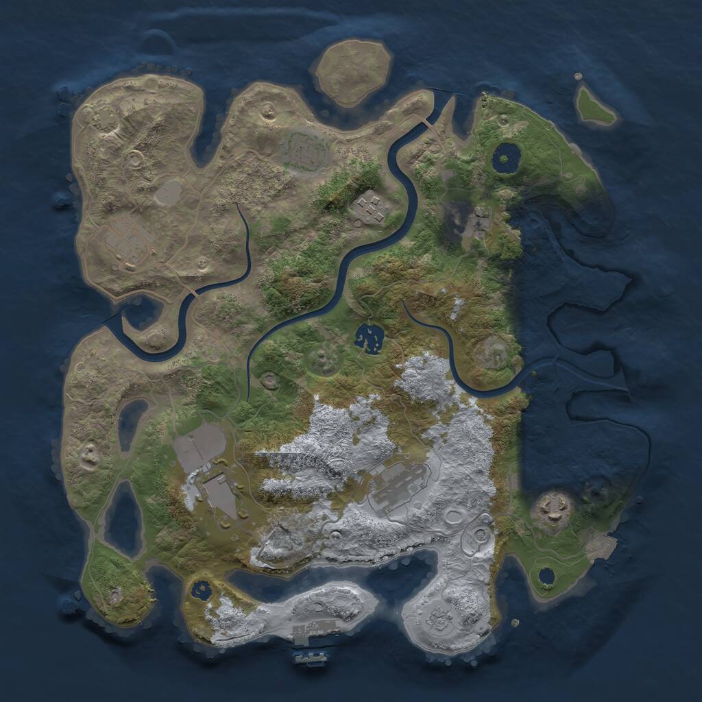 Rust Map: Procedural Map, Size: 3500, Seed: 1866636669, 13 Monuments