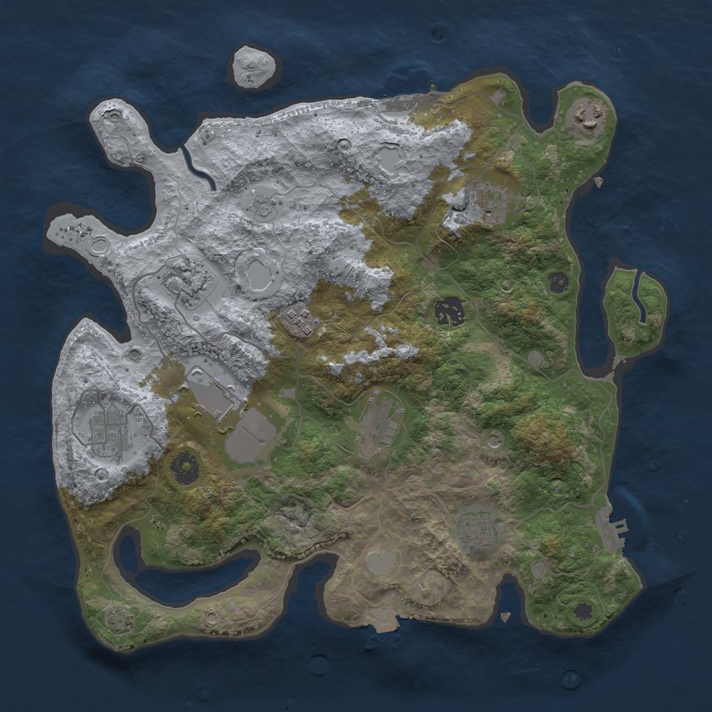 Rust Map: Procedural Map, Size: 3500, Seed: 39145, 17 Monuments