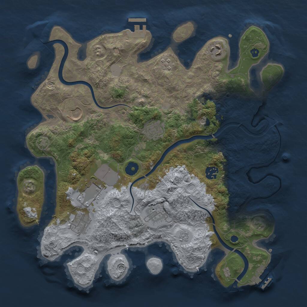 Rust Map: Procedural Map, Size: 3500, Seed: 339428183, 14 Monuments