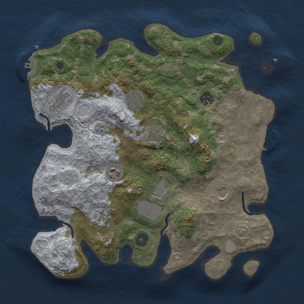 Rust Map: Procedural Map, Size: 3500, Seed: 2008355473, 16 Monuments
