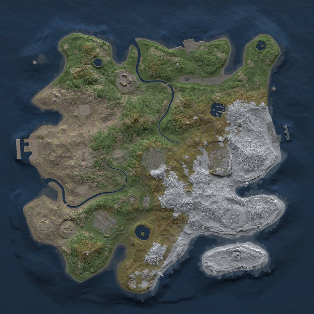 Rust Map: Procedural Map, Size: 3200, Seed: 15458767, 10 Monuments