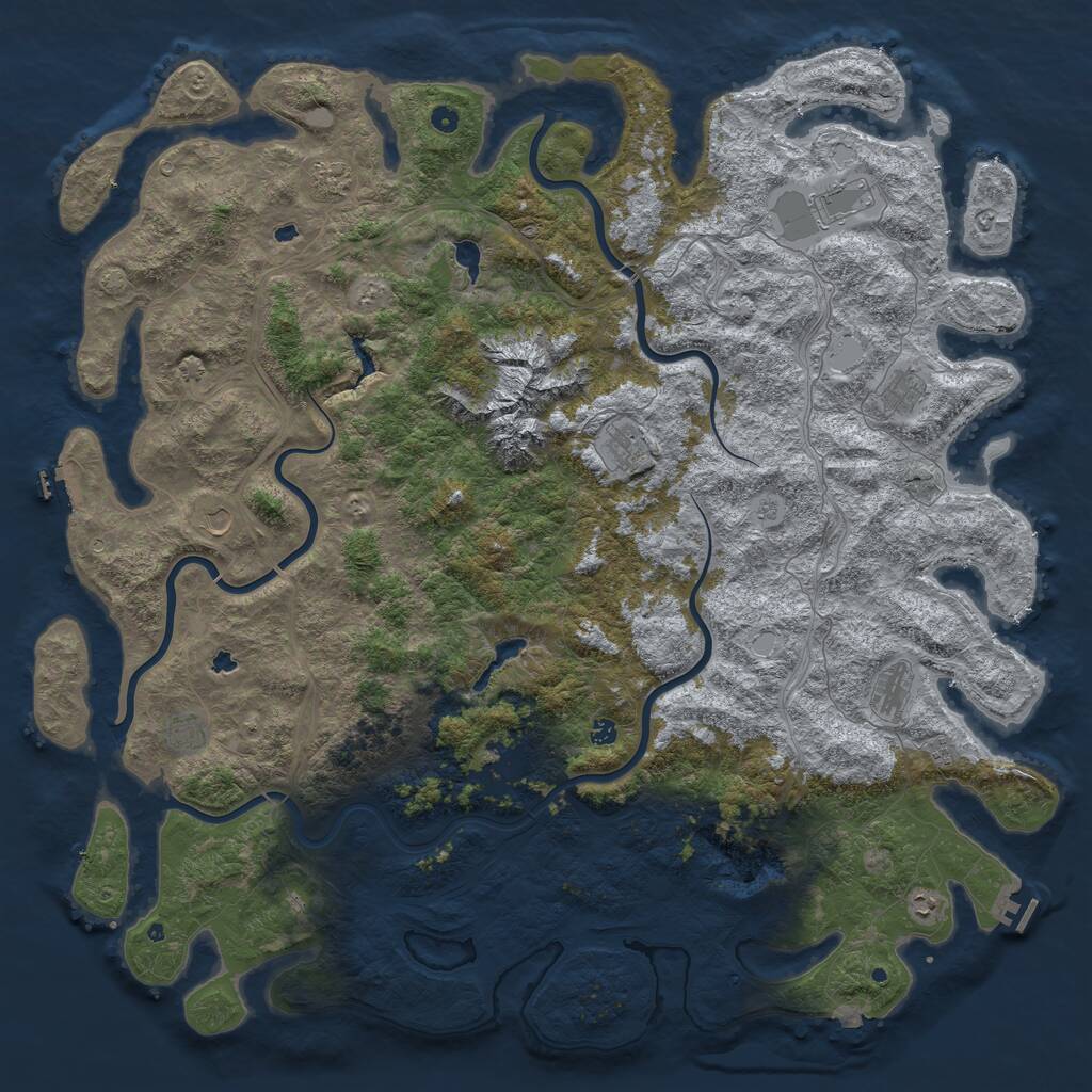 Rust Map: Procedural Map, Size: 6000, Seed: 878976851, 17 Monuments