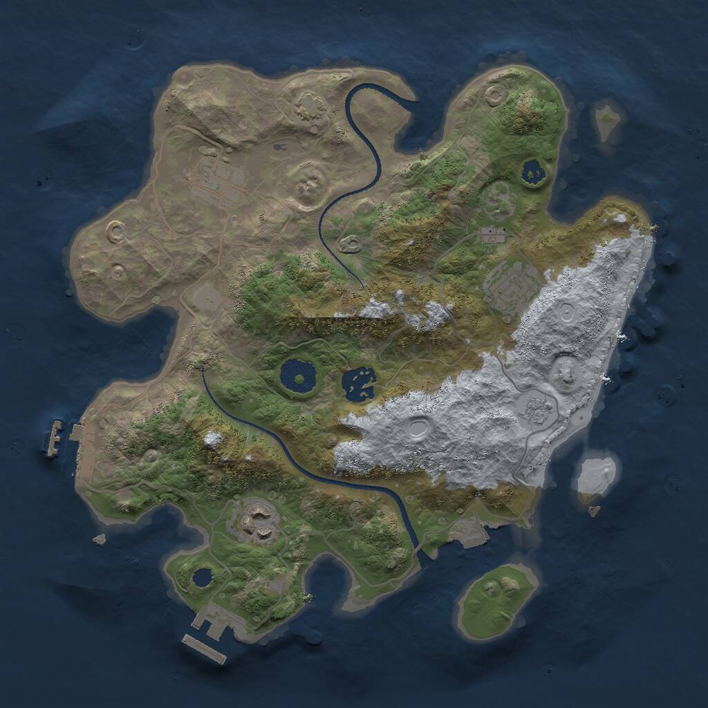 Rust Map: Procedural Map, Size: 3000, Seed: 7243580, 9 Monuments