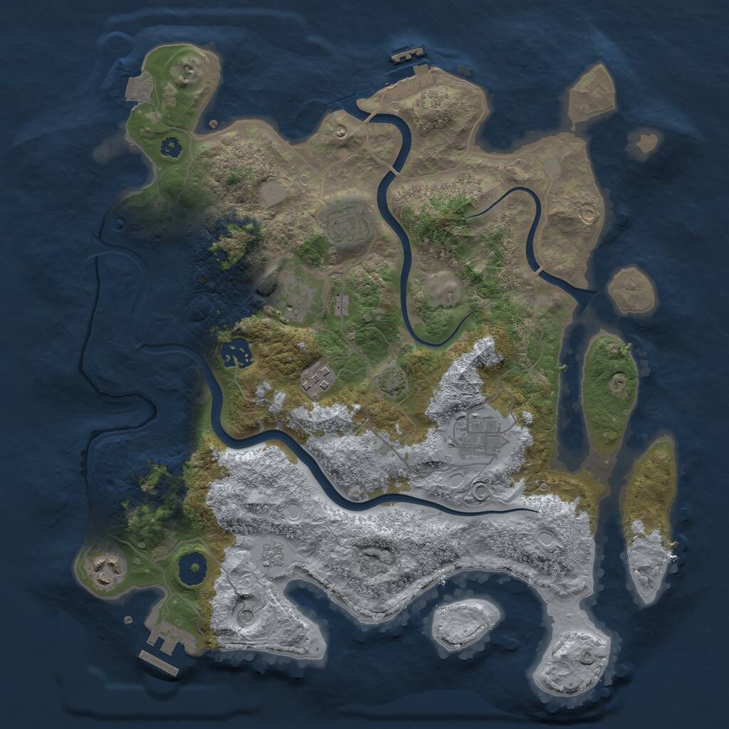 Rust Map: Procedural Map, Size: 3500, Seed: 76722, 12 Monuments