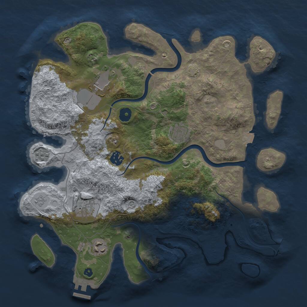 Rust Map: Procedural Map, Size: 3500, Seed: 1858656255, 11 Monuments