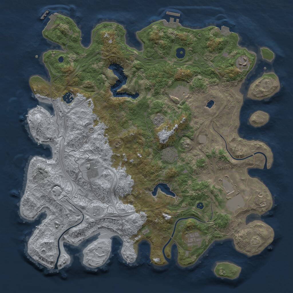 Rust Map: Procedural Map, Size: 4250, Seed: 406507, 14 Monuments