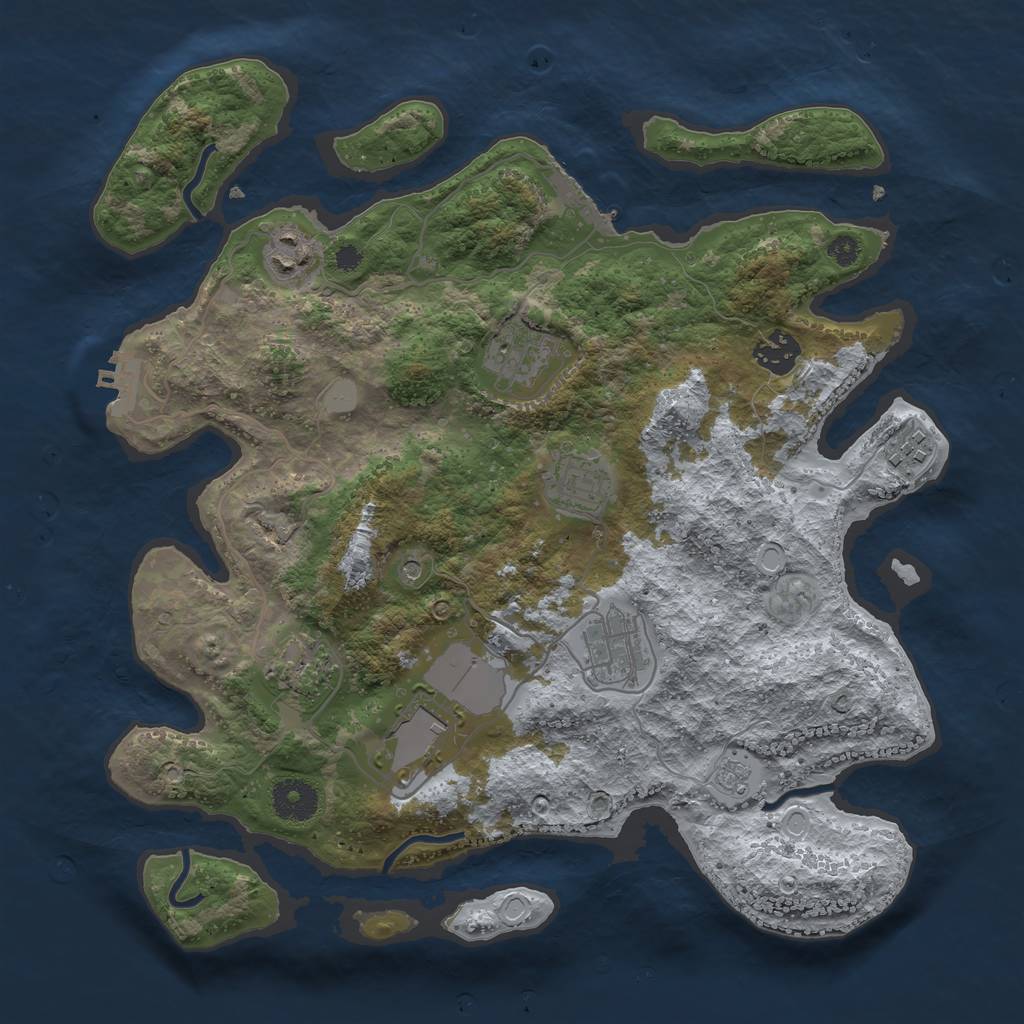 Rust Map: Procedural Map, Size: 3500, Seed: 3362390, 15 Monuments