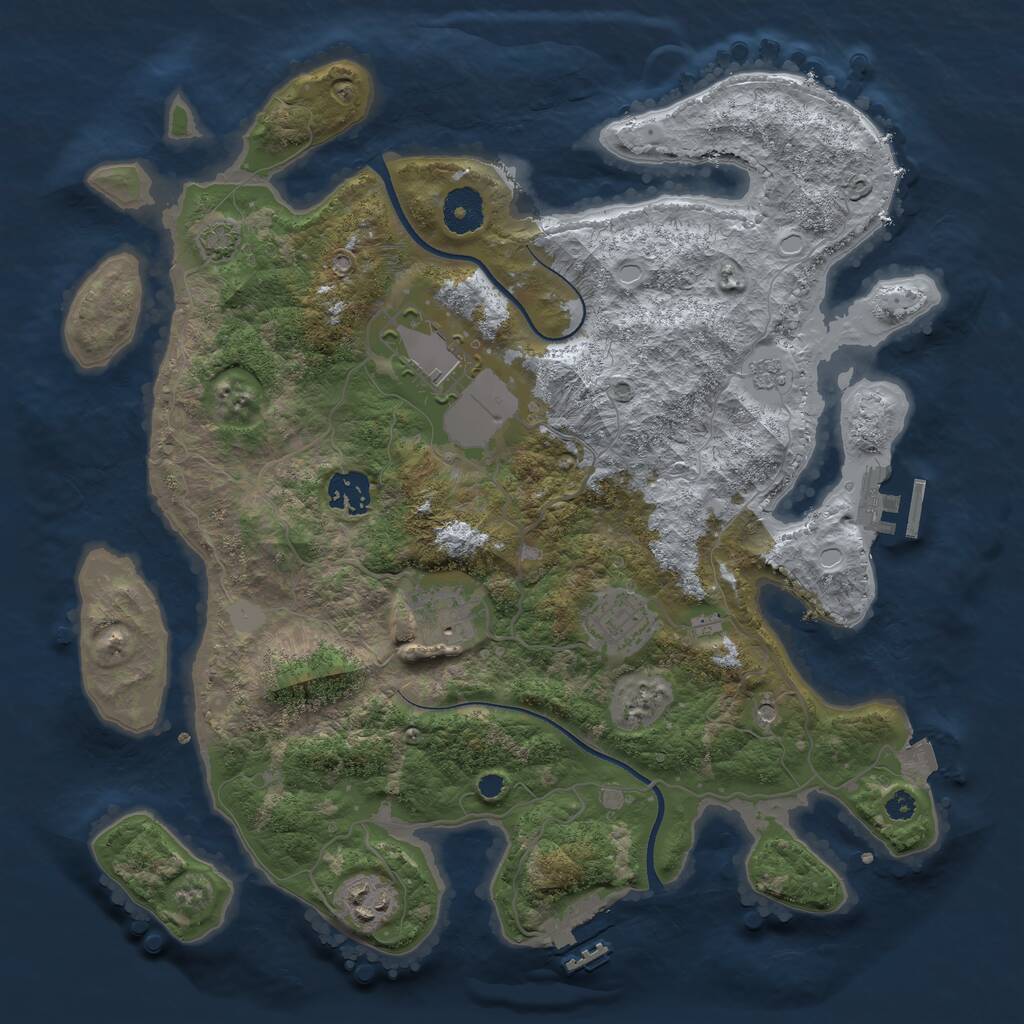 Rust Map: Procedural Map, Size: 3500, Seed: 265465052, 11 Monuments