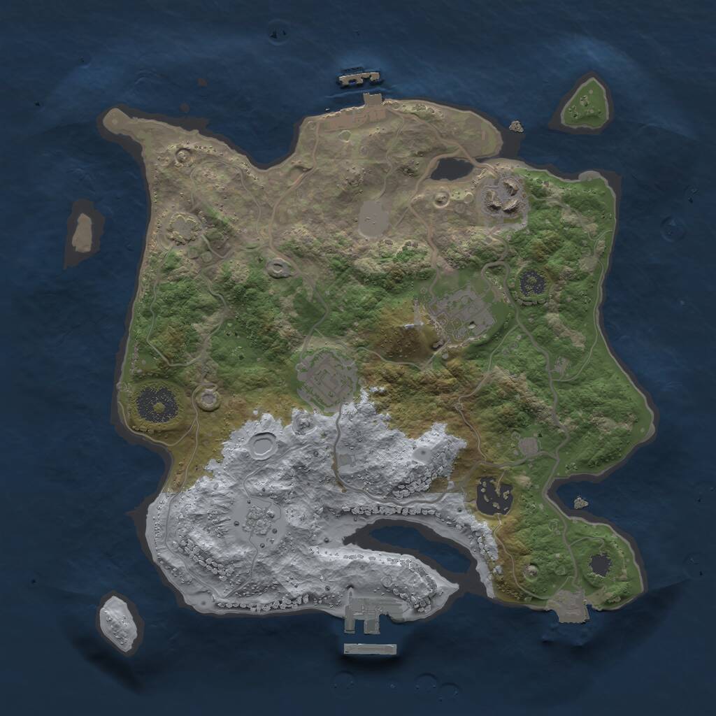 Rust Map: Procedural Map, Size: 2750, Seed: 30000, 9 Monuments