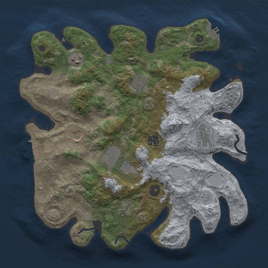 Rust Map: Procedural Map, Size: 3500, Seed: 1753197822, 16 Monuments
