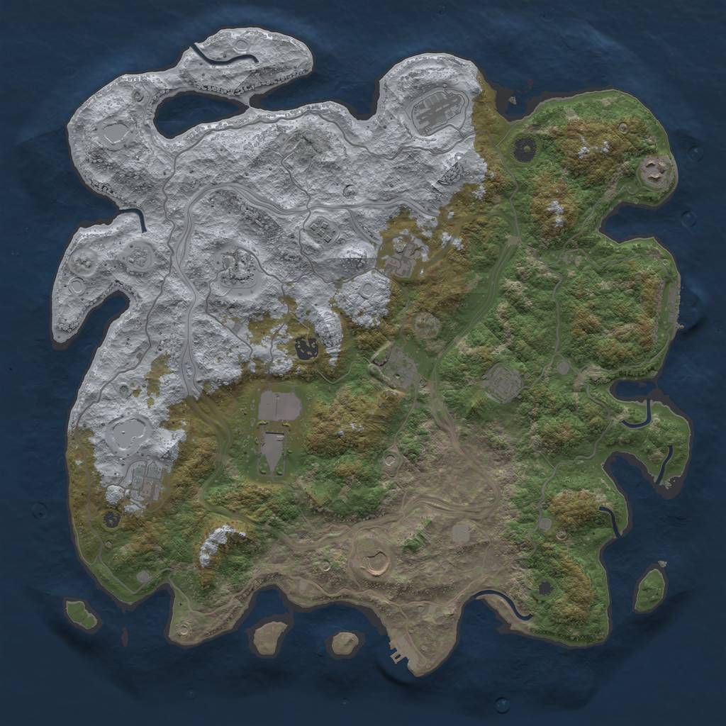 Rust Map: Procedural Map, Size: 4500, Seed: 490543802, 18 Monuments