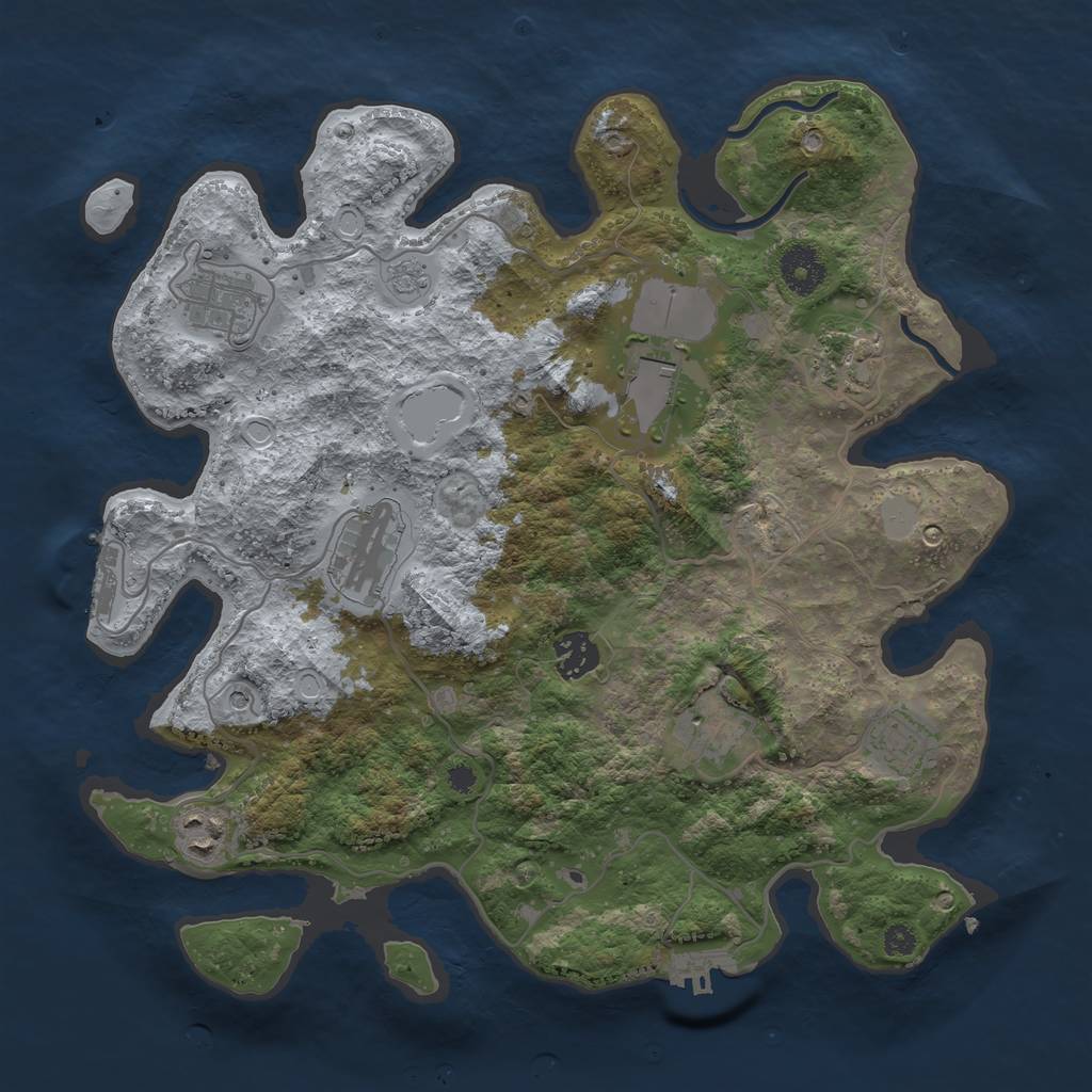 Rust Map: Procedural Map, Size: 3500, Seed: 96664931, 15 Monuments
