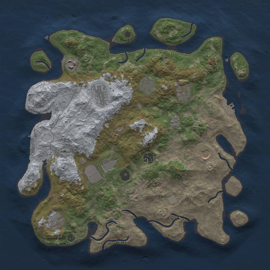 Rust Map: Procedural Map, Size: 3900, Seed: 415979, 17 Monuments