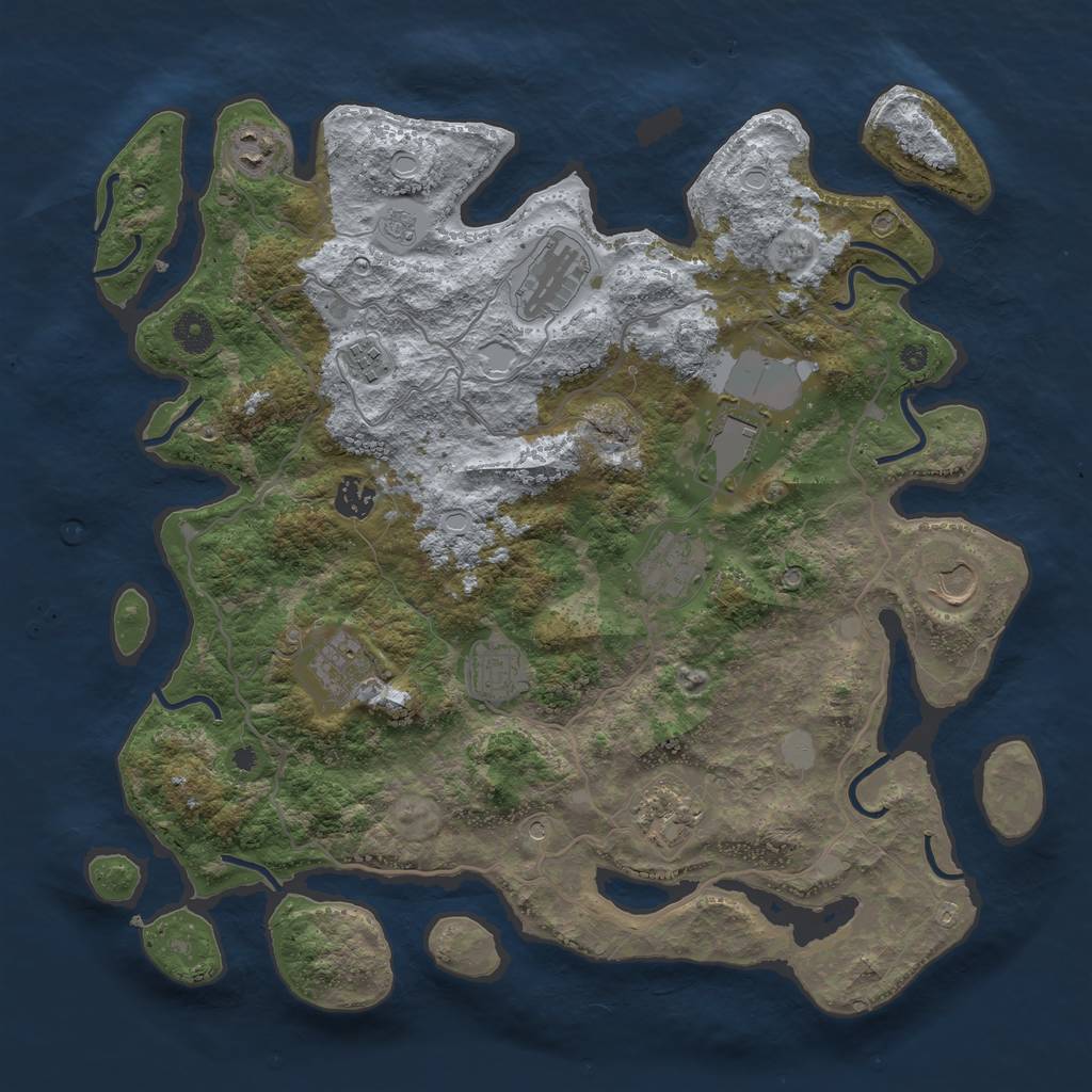 Rust Map: Procedural Map, Size: 4000, Seed: 1295517234, 15 Monuments