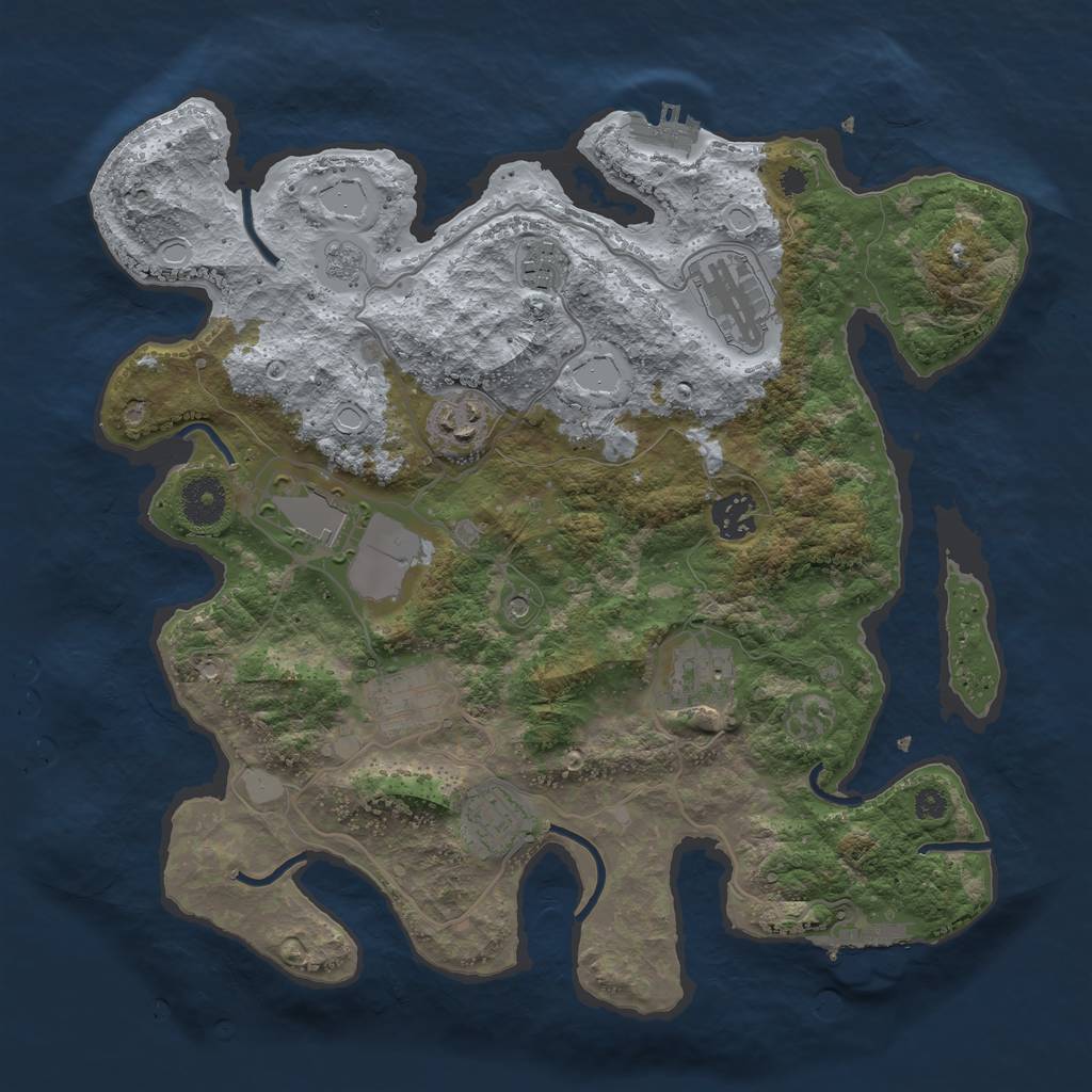 Rust Map: Procedural Map, Size: 3500, Seed: 41722678, 15 Monuments