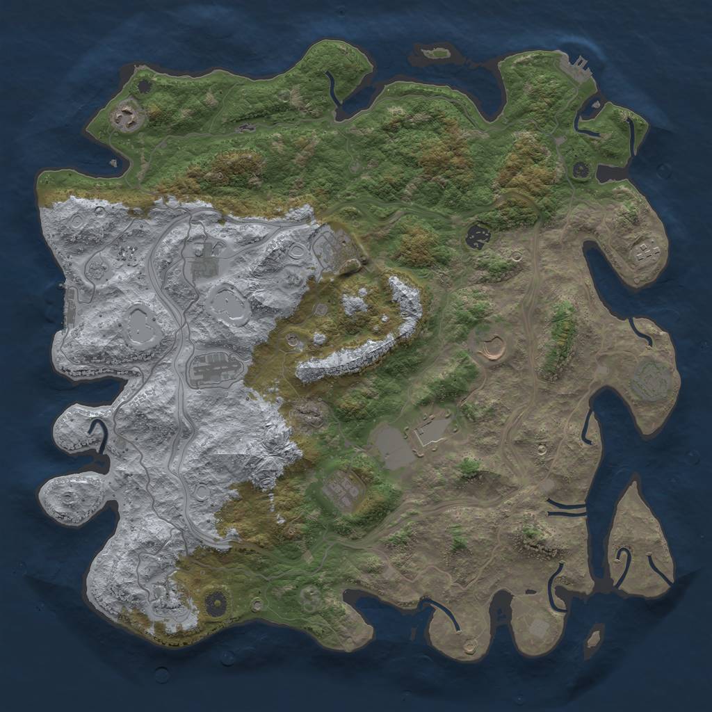 Rust Map: Procedural Map, Size: 4500, Seed: 225679, 18 Monuments