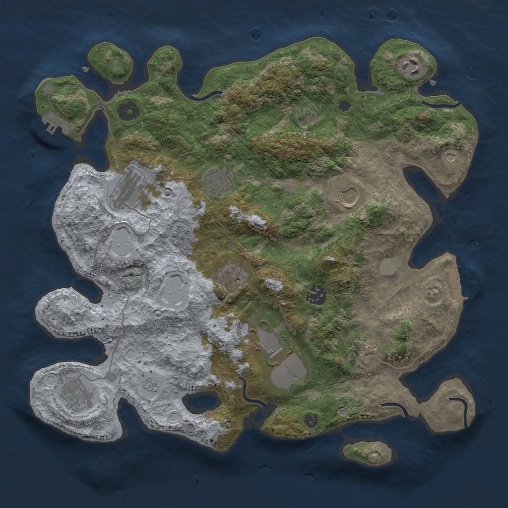 Rust Map: Procedural Map, Size: 3750, Seed: 233020, 17 Monuments