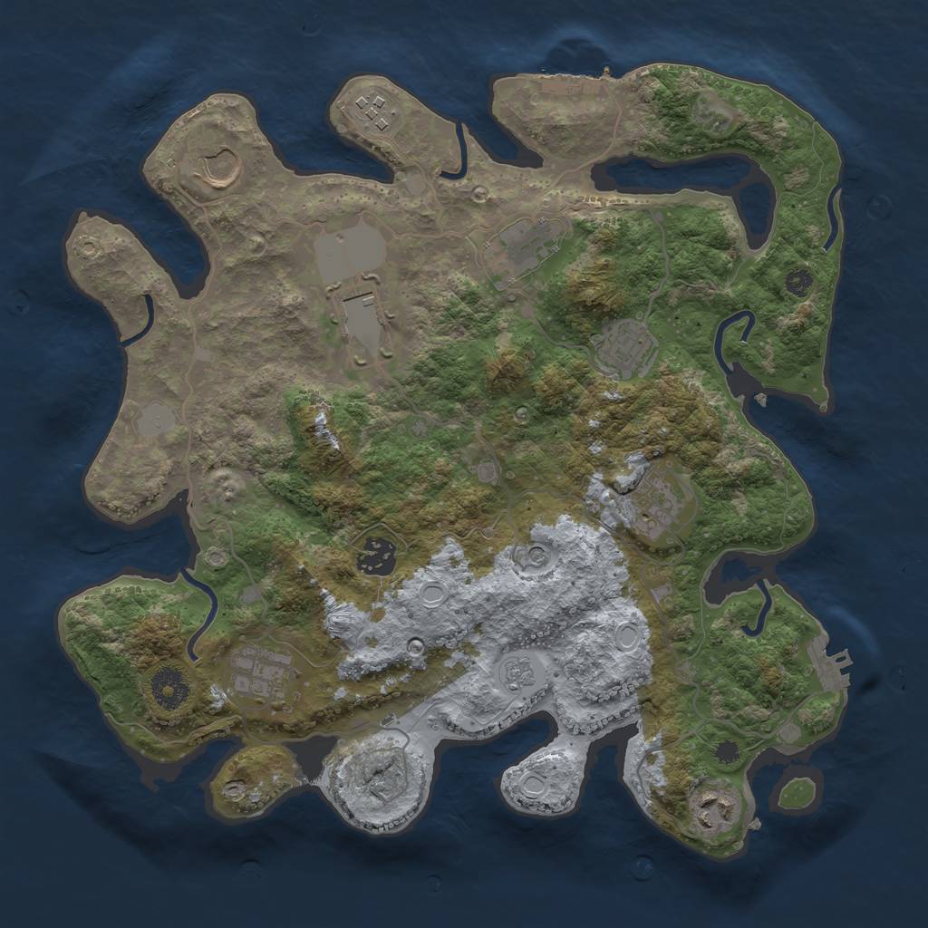 Rust Map: Procedural Map, Size: 3500, Seed: 94078112, 16 Monuments