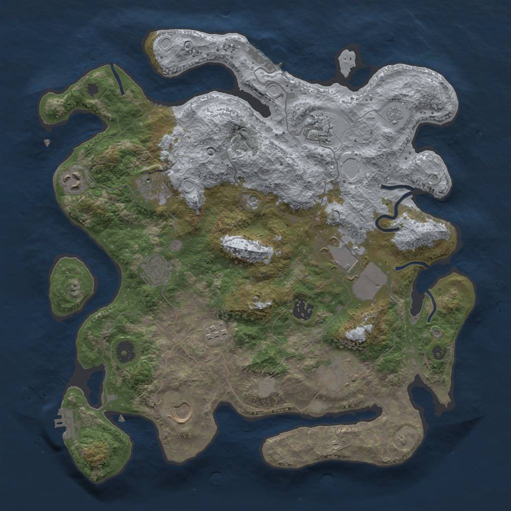 Rust Map: Procedural Map, Size: 3700, Seed: 1660241867, 16 Monuments