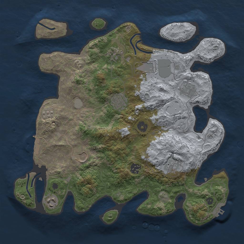 Rust Map: Procedural Map, Size: 3500, Seed: 31927984, 16 Monuments