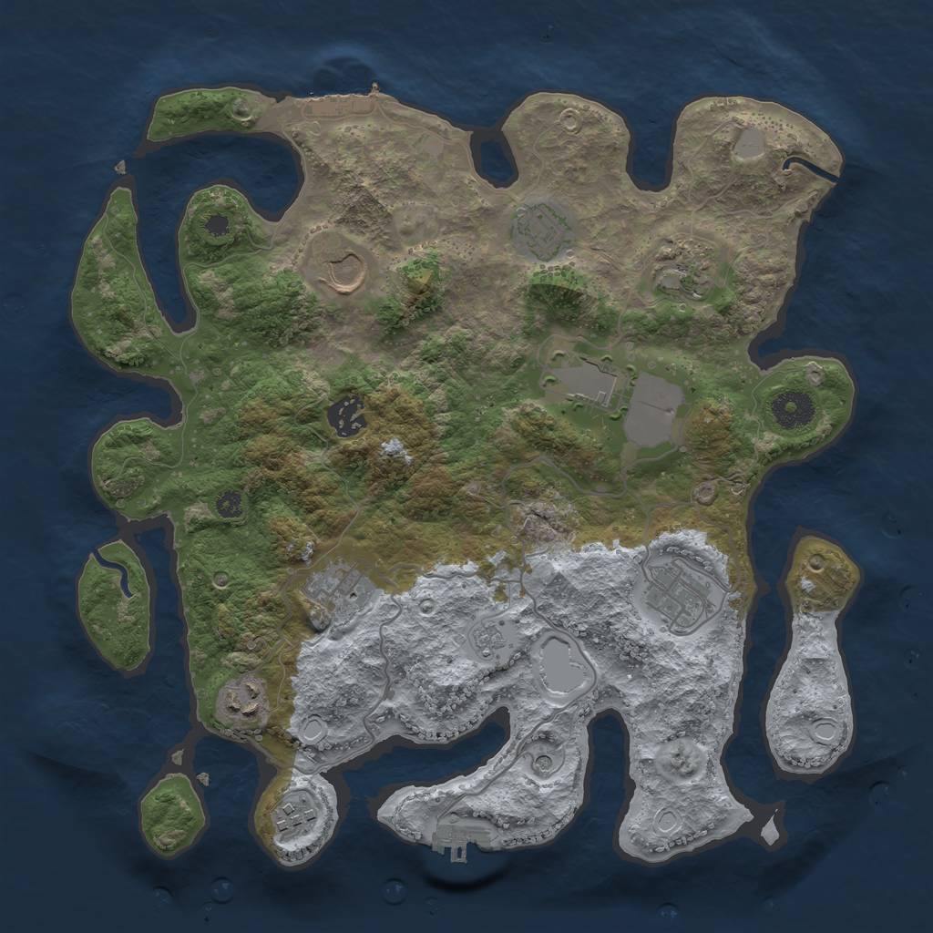 Rust Map: Procedural Map, Size: 3500, Seed: 98009269, 16 Monuments