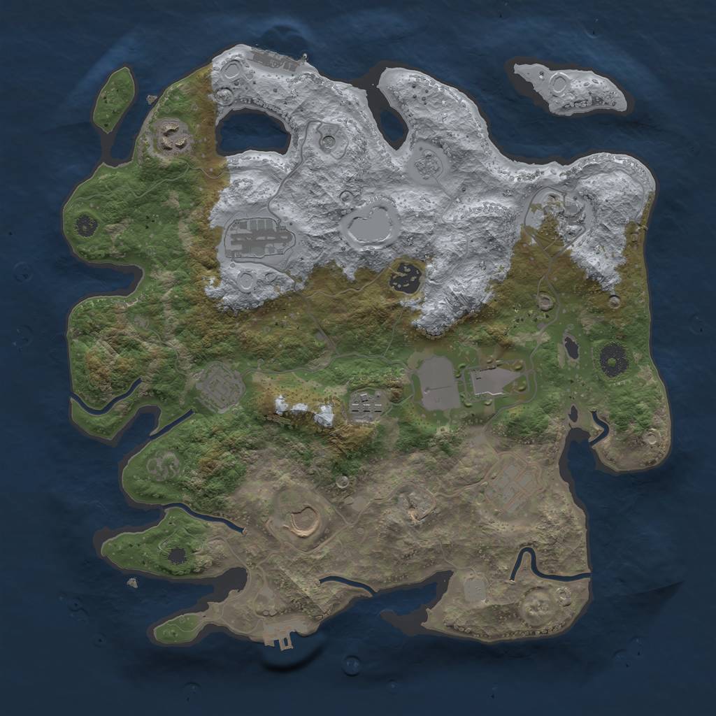 Rust Map: Procedural Map, Size: 3500, Seed: 80111972, 16 Monuments