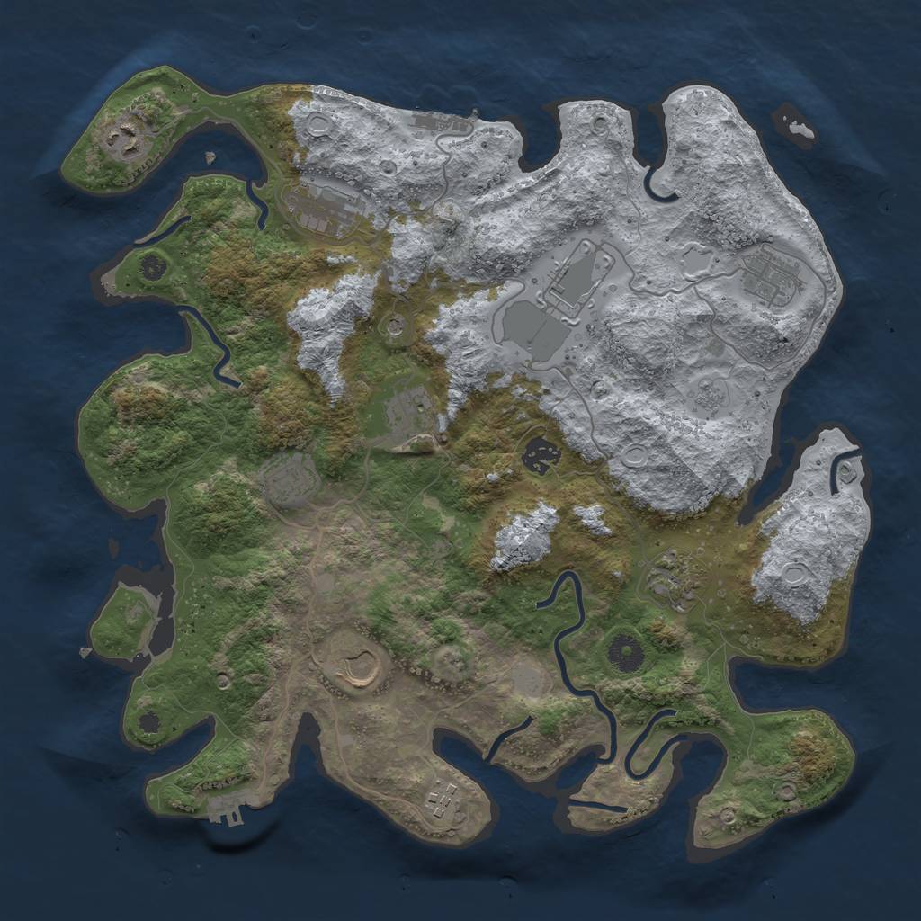 Rust Map: Procedural Map, Size: 3800, Seed: 203848, 17 Monuments