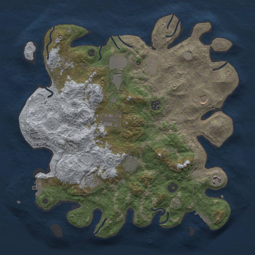 Rust Map: Procedural Map, Size: 3800, Seed: 443617, 16 Monuments