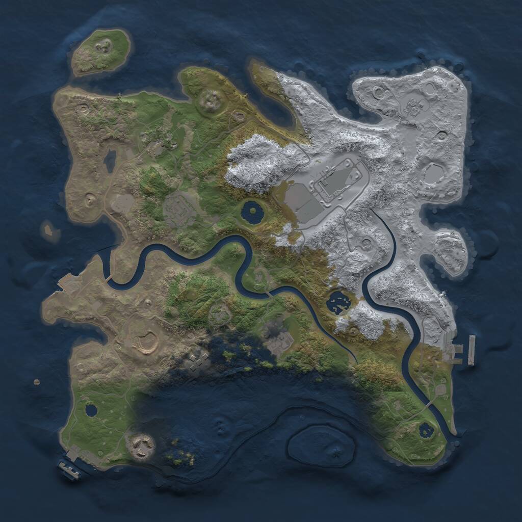 Rust Map: Procedural Map, Size: 3500, Seed: 510858479, 14 Monuments