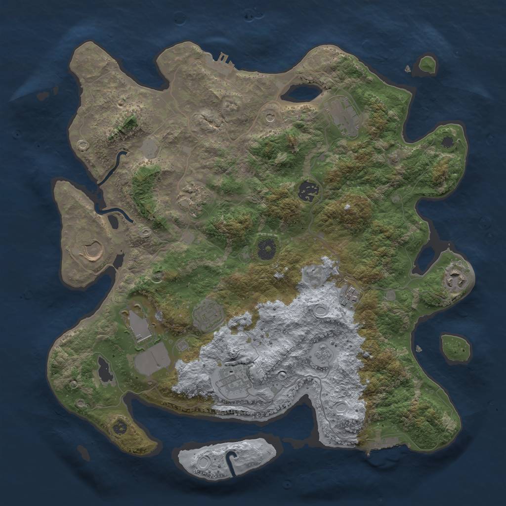 Rust Map: Procedural Map, Size: 3750, Seed: 802505, 16 Monuments