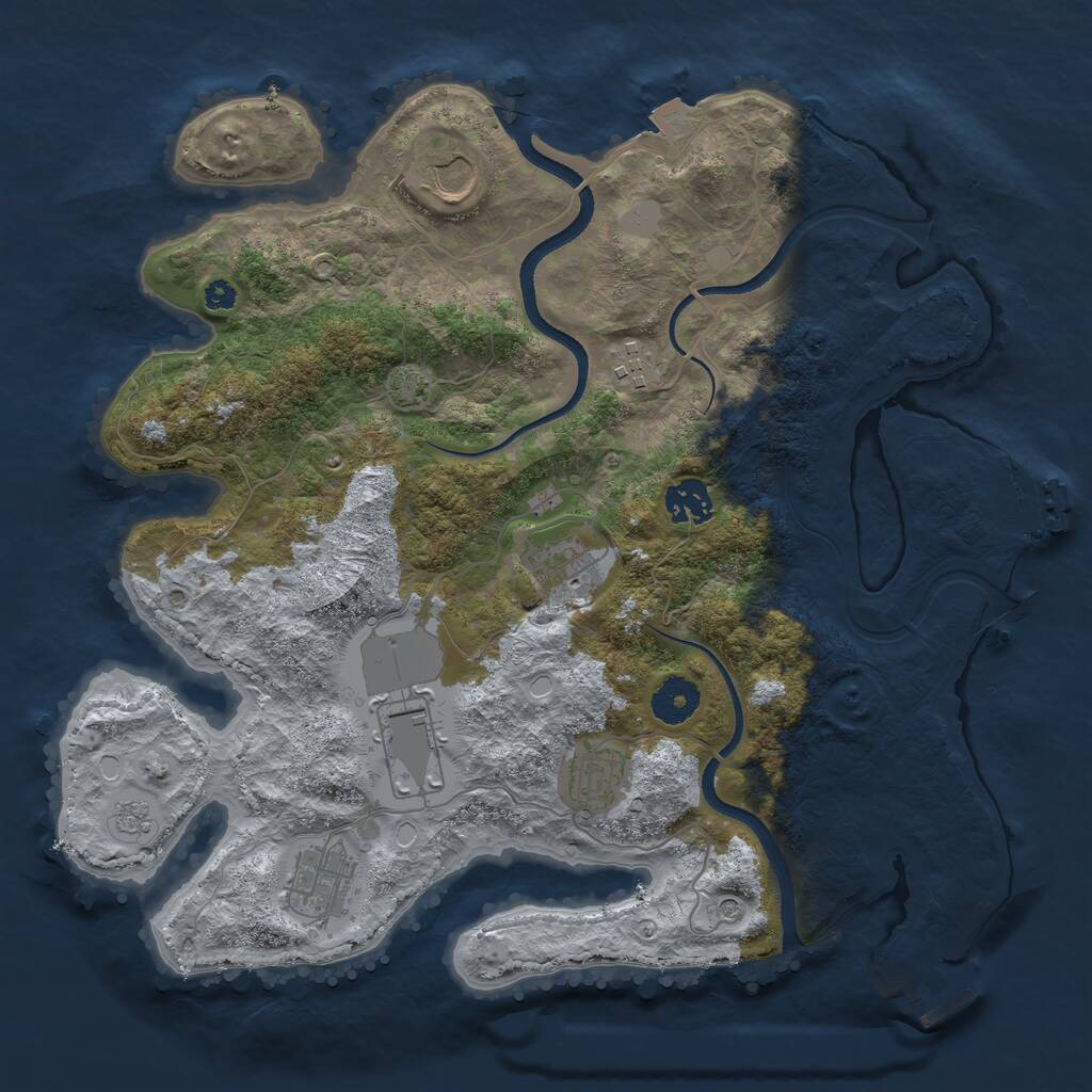 Rust Map: Procedural Map, Size: 3500, Seed: 10240931, 13 Monuments