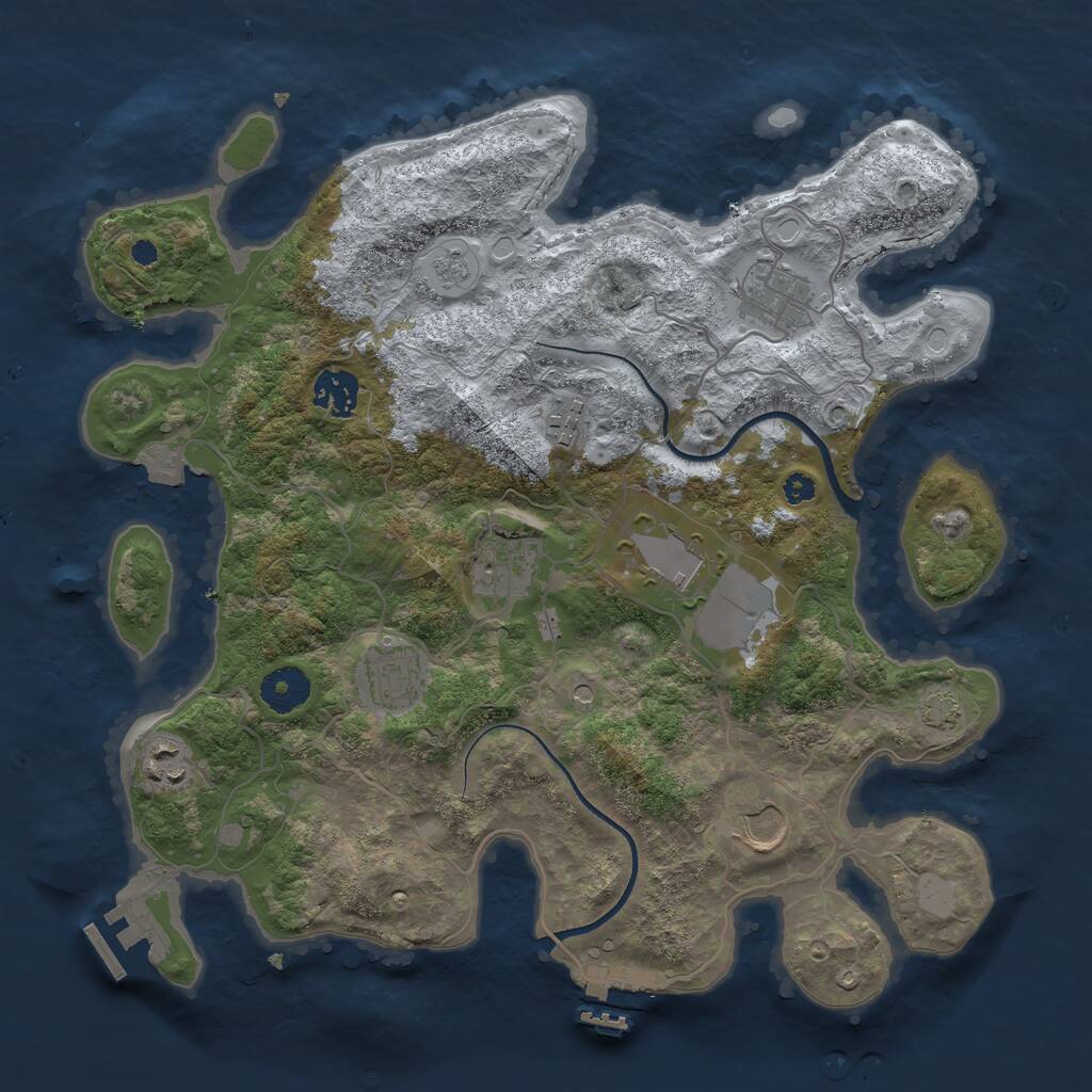 Rust Map: Procedural Map, Size: 3500, Seed: 611880321, 14 Monuments