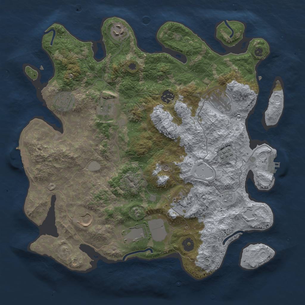 Rust Map: Procedural Map, Size: 3600, Seed: 853555, 16 Monuments