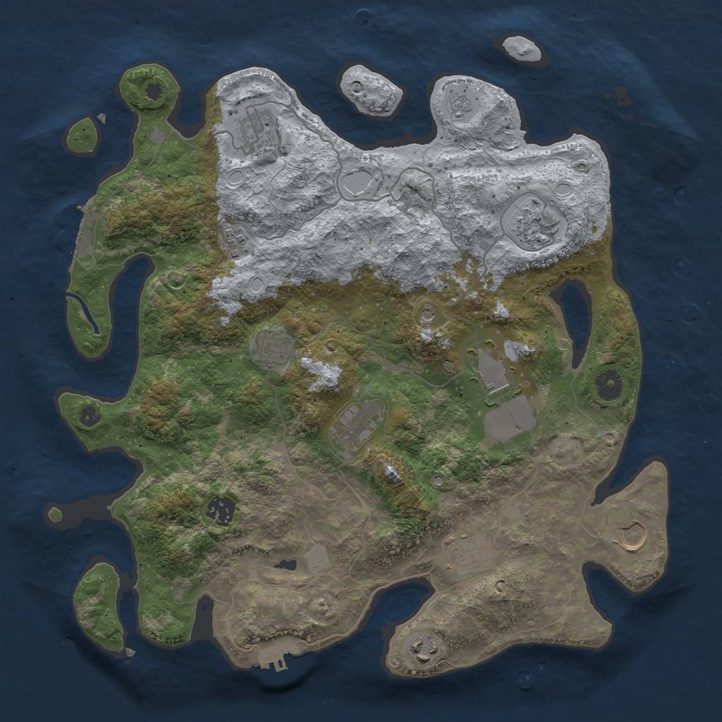 Rust Map: Procedural Map, Size: 3750, Seed: 44347907, 17 Monuments