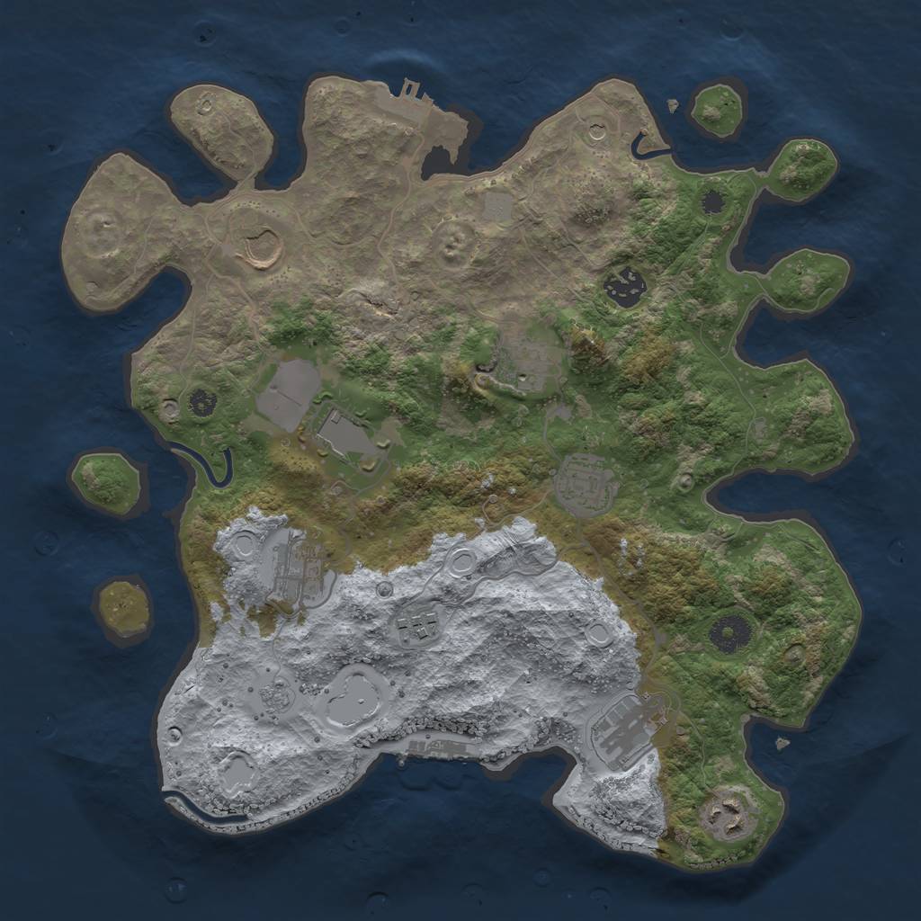Rust Map: Procedural Map, Size: 3500, Seed: 52703516, 16 Monuments