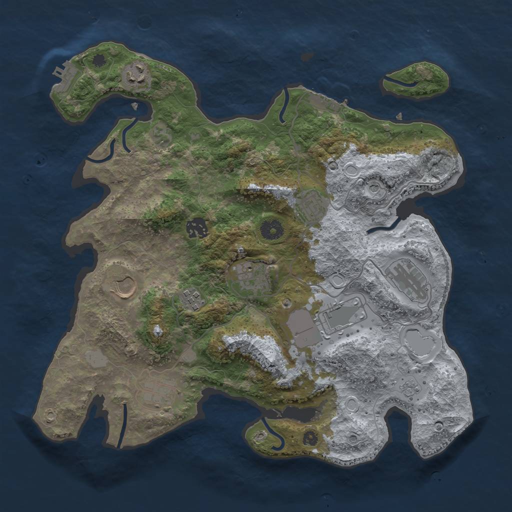 Rust Map: Procedural Map, Size: 3500, Seed: 422172704, 16 Monuments