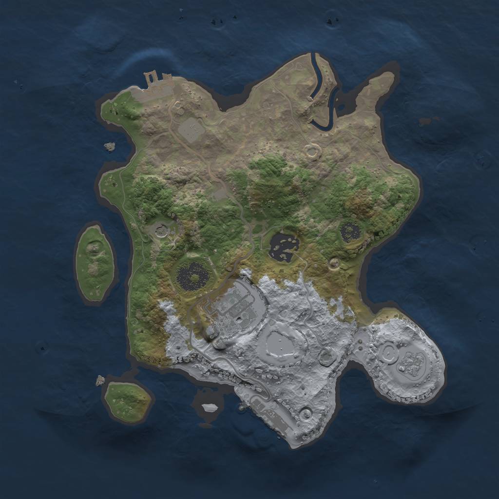 Rust Map: Procedural Map, Size: 2500, Seed: 127659127, 9 Monuments