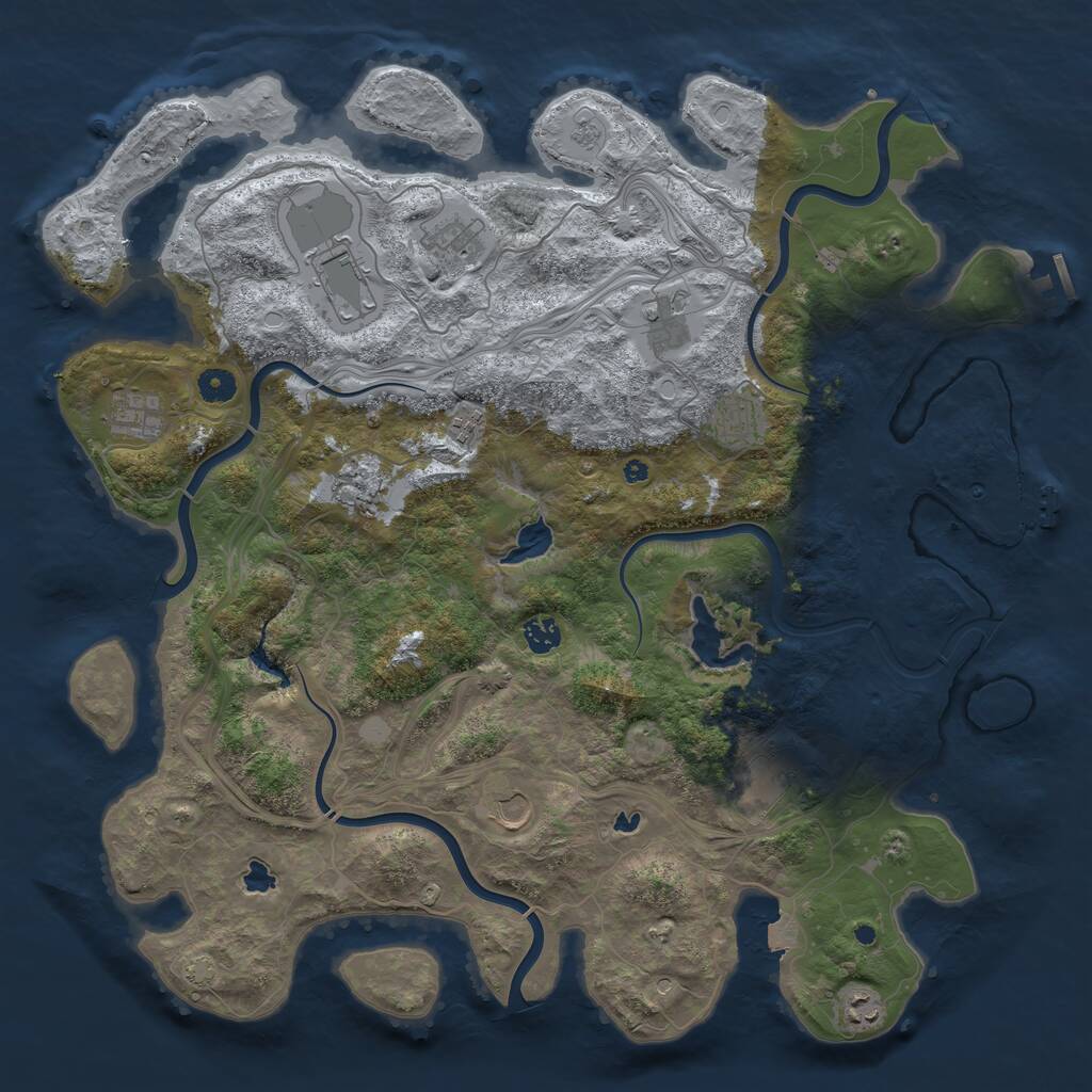 Rust Map: Procedural Map, Size: 4500, Seed: 1642731884, 17 Monuments