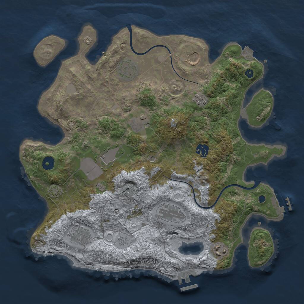 Rust Map: Procedural Map, Size: 3500, Seed: 27309379, 15 Monuments
