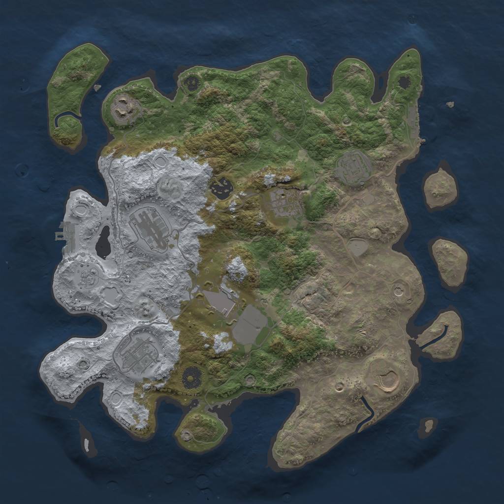 Rust Map: Procedural Map, Size: 3500, Seed: 1829799784, 15 Monuments