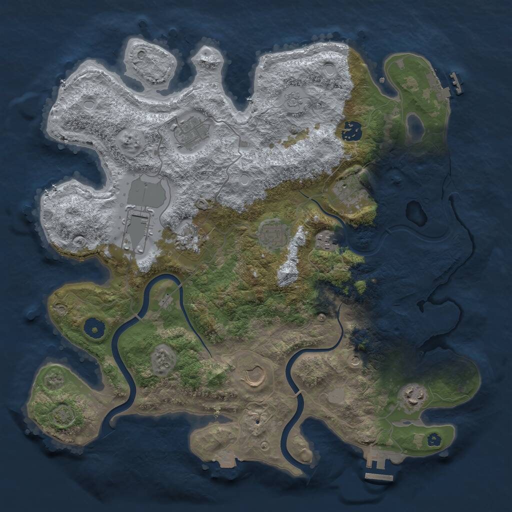 Rust Map: Procedural Map, Size: 3700, Seed: 400516906, 15 Monuments