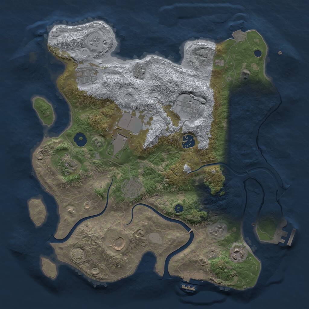 Rust Map: Procedural Map, Size: 3500, Seed: 81852340, 15 Monuments