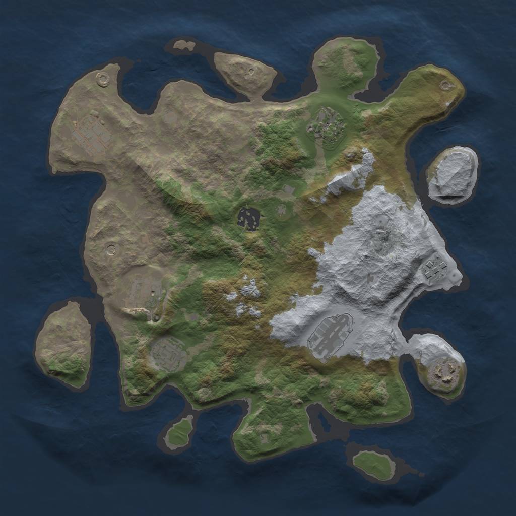 Rust Map: Barren, Size: 3250, Seed: 267588229, 11 Monuments