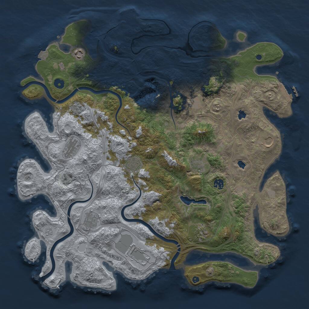 Rust Map: Procedural Map, Size: 4500, Seed: 594188664, 17 Monuments