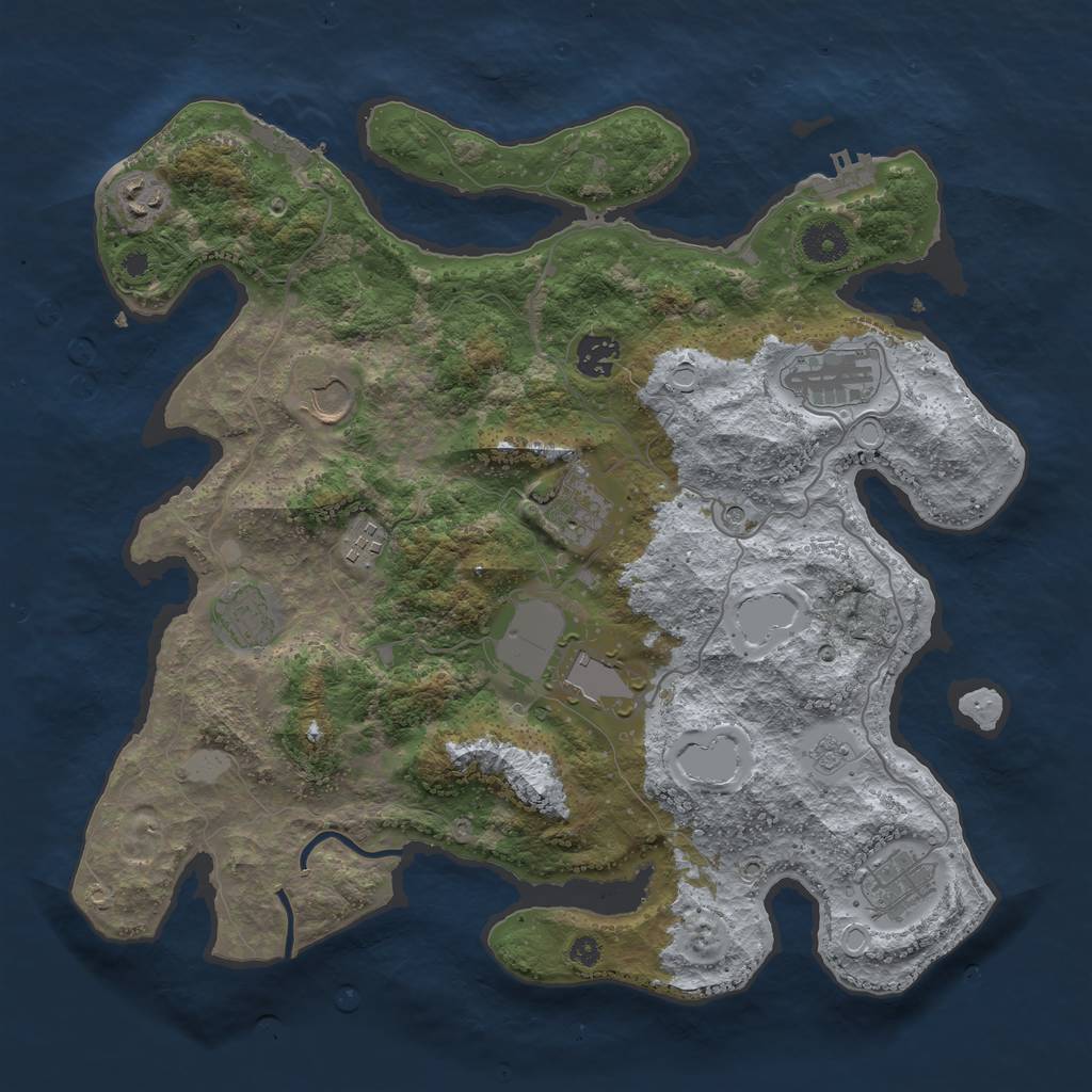Rust Map: Procedural Map, Size: 3750, Seed: 422172704, 16 Monuments